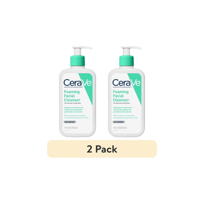 (2 pack) CeraVe Foaming Facial Cleanser for Normal to Oily Skin, 12 fl oz