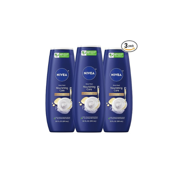 NIVEA Nourishing Care Body Wash, Nourishing Serum, Mulitpack 3 x 20 FL OZ
