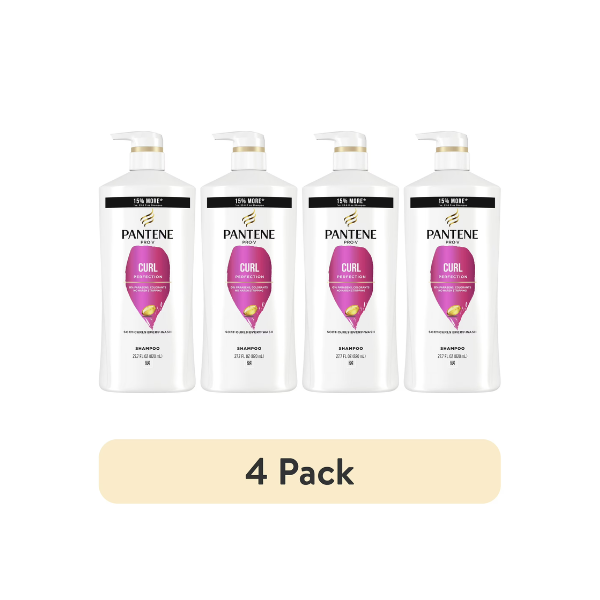 (4 pack) Pantene Pro-V Daily Shampoo, Curl Perfection with Pro-Vitamin B5, 27.7 fl oz