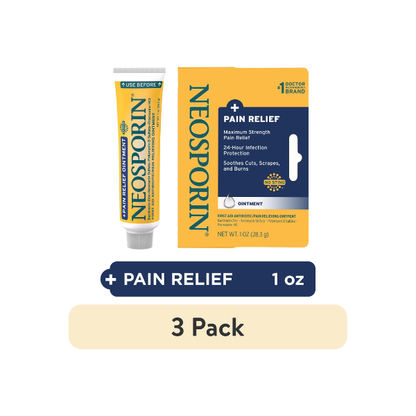 (3 pack) Neosporin + Pain Relief First Aid Ointment, 1 oz