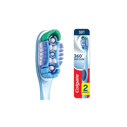 Colgate 360 Deep Clean Toothbrush Pack, Soft Adult Toothbrushes, 2 Pack