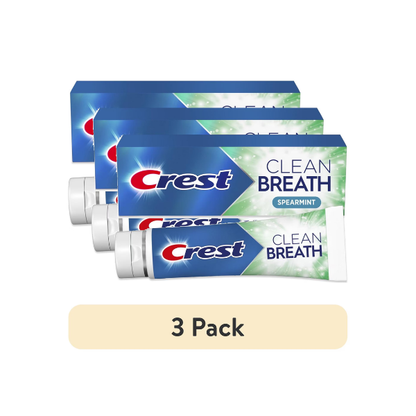 (3 pack) Crest Clean Breath Spearmint Toothpaste, 4.6 oz