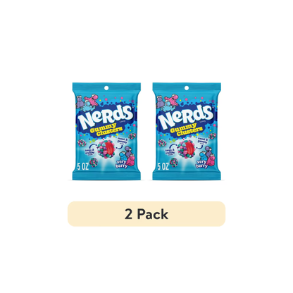 (2 pack) NERDS Gummy Clusters, Candy, Very Berry, Crunchy and Gummy, 5 oz