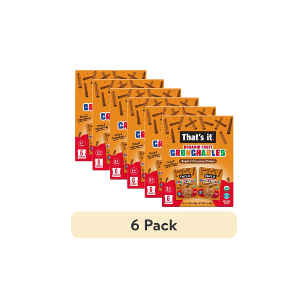 (6 pack) That's It. Crispy, Gluten-Free, Organic Apple + Cinnamon Crunchables, 6 Count