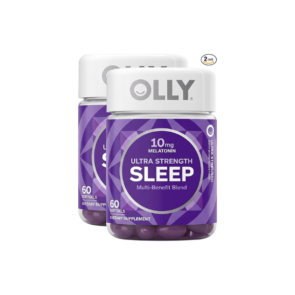 OLLY Ultra Strength Sleep Softgels, 10mg Melatonin, L-Theanine, Chamomile, Magnesium, Lemon Balm, Supports Deep Restful Sleep, Nighttime Sleep Aid, Non Habit-Forming - 60 Count (Pack of 2)