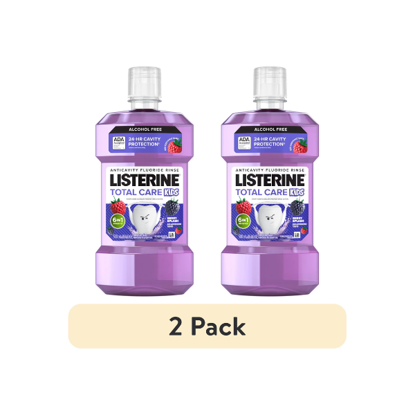 (2 pack) Listerine Total Care Kids Alcohol-Free Anticavity Mouthwash, Berry Splash, 500 mL