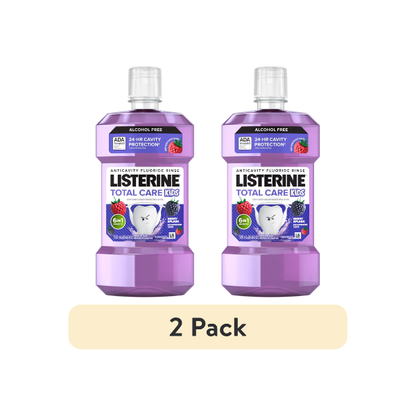 (2 pack) Listerine Total Care Kids Alcohol-Free Anticavity Mouthwash, Berry Splash, 500 mL