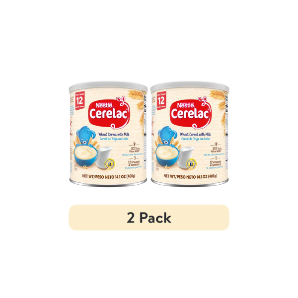 (2 pack) Nestle Cerelac Wheat Cereal with Milk Baby Food, 14.1 oz