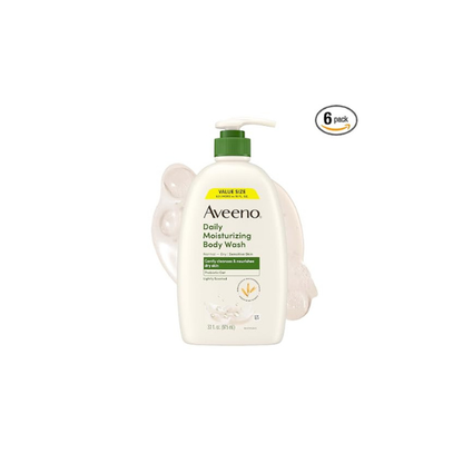 Aveeno Daily Moisturizing Body Wash for Normal to Dry Skin, Sensitive Formula with Prebiotic Oat, Gently Cleanses Dry Skin, Lightly Scented Body Wash for Women & Men,Value Size, 33 Fl Oz (Pack of 6)
