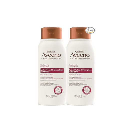 OGX Aveeno Color Protect Strengthen+ Blackberry Quinoa Shampoo, Fresh, 12 Fl Oz (Pack of 2)