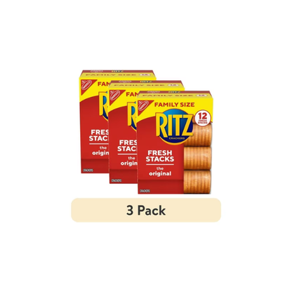 (3 pack) RITZ Fresh Stacks Original Crackers, Travel Snacks, Family Size, 17.8 oz (12 Multi Snack Packs)