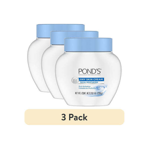 (3 pack) POND’S Dry Skin Cream, Moisturizing Face Cream for Deep Hydration – 10.1 oz