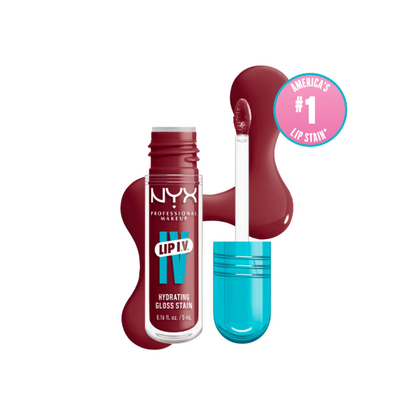 NYX Professional Makeup Lip IV Hydrating Lip Gloss & Lip Stain with Coconut Water, Blush Rush, 0.16 fl oz