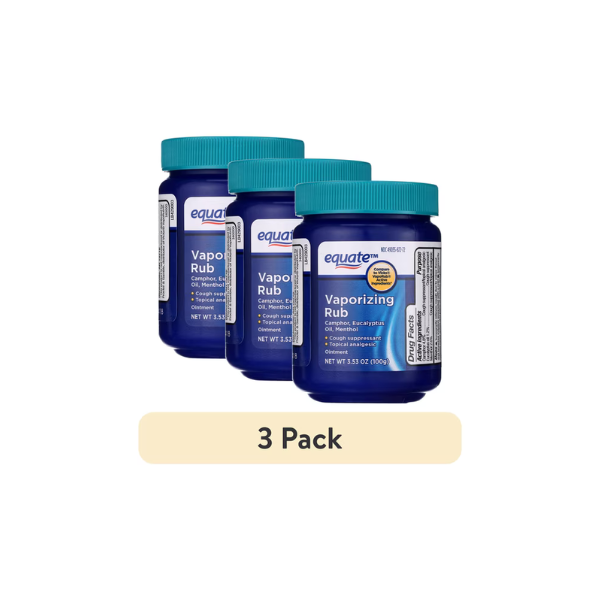 (3 pack) Equate Vaporizing Rub Ointment, 3.53 oz, Compare to VicksÂ VapoRubÂ Active Ingredients