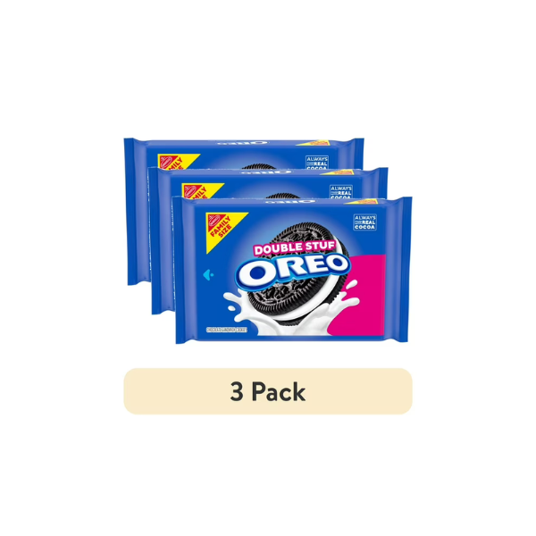 (3 pack) OREO Double Stuf Chocolate Sandwich Cookies, Family Size, 18.71 oz