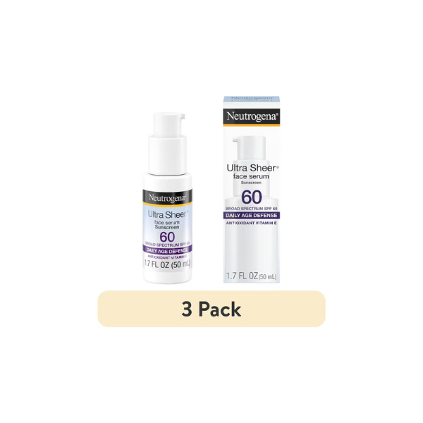 (3 pack) Neutrogena Ultra Sheer Sunscreen Serum Broad Spectrum SPF 60, 1.7 fl oz