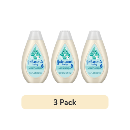 (3 pack) Johnson's Baby Comfort Touch Newborn Wash & Shampoo, 13.6 fl. oz