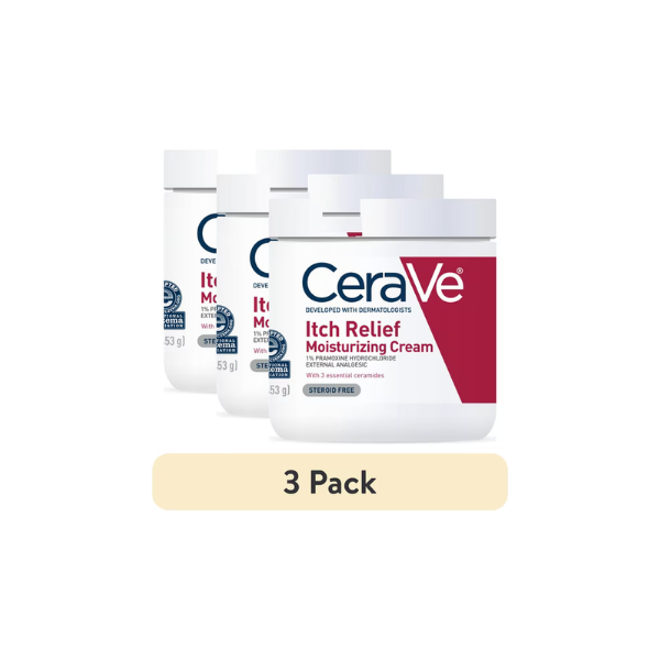 (3 pack) CeraVe Itch Relief Steroid-Free Body Cream 16 oz