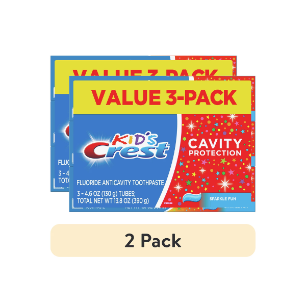 (6 pack) Crest Toothpaste, Kids Cavity Protection Toothpaste, Sparkle Fun Flavor, 4.6 oz, Triple Pack for Ages 3+