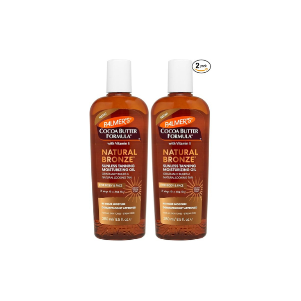 Palmer’s Cocoa Butter Formula, Natural Bronze Sunless Tanning Moisturizing Body Oil (8.5 fl oz), Face & Body Gradual Tanner, Buildable, Natural-Looking Tan in 3 Days, No Streak, 48-Hour Moisture