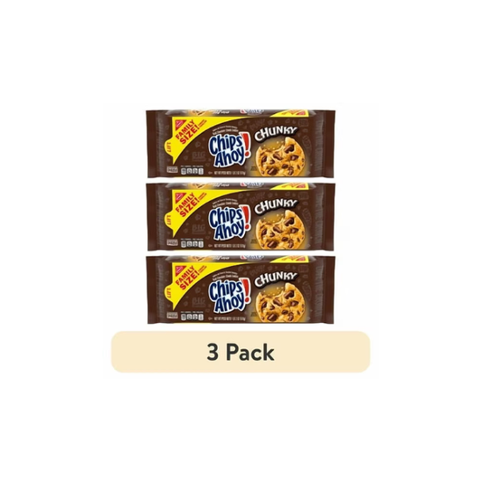 (3 pack) CHIPS AHOY! Chunky Fudgy Chocolate Chip Cookies, Family Size, 18 oz