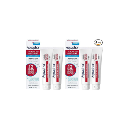 Aquaphor Children's Itch Relief Ointment,1% Hydrocortisone Anti Itch Ointment for Skin Irritation,Insect Bites,Psoriasis,Skin Rashes Eczema & Poison Ivy,Fragrance Free,1 Oz Tube,(Pack of 4)