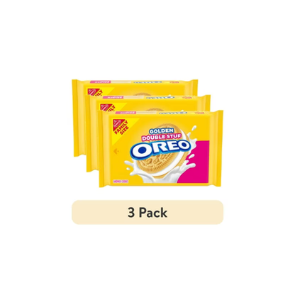 (3 pack) OREO Double Stuf Golden Sandwich Cookies, Family Size, 18.71 oz