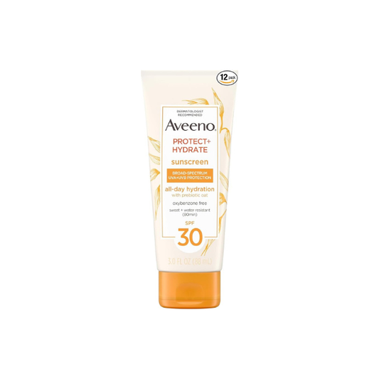 Aveeno Protect + Hydrate SPF 30 Sunscreen Lotion, 3 Fl Oz (Pack of 12)