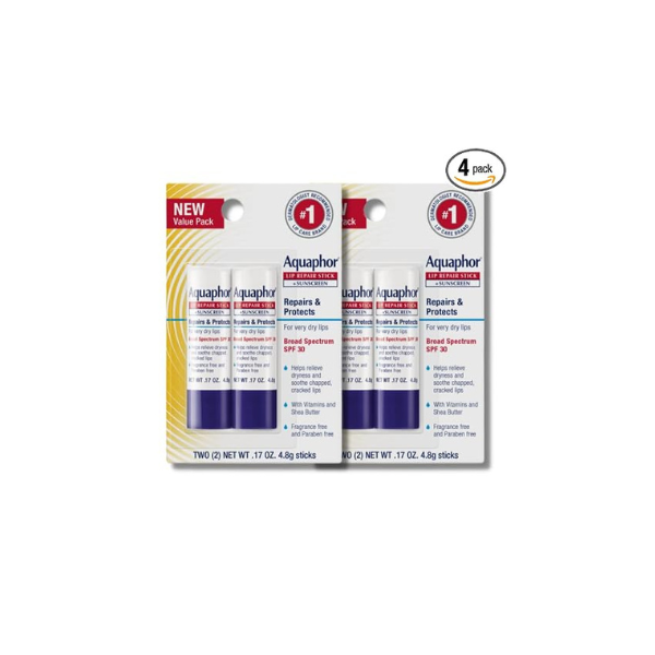 Aquaphor Lip Repair and Protect Ointment, SPF 30, Multipack, 4 x 0.17 OZ