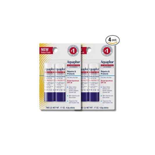Aquaphor Lip Repair and Protect Ointment, SPF 30, Multipack, 4 x 0.17 OZ