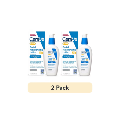 (2 pack) CeraVe AM Niacinamide Broad Spectrum SPF 50 Facial Moisturizer for Normal to Oily Skin, 3 fl oz