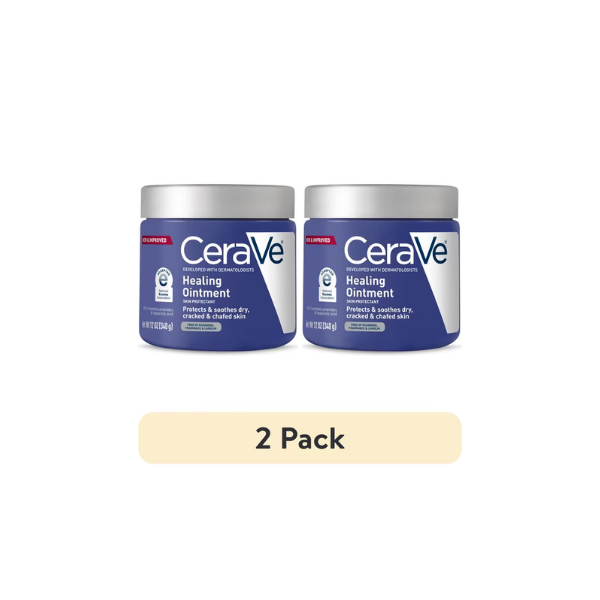 (2 pack) CeraVe Healing Ointment for Face & Body, Protects and Soothes Dry, Cracked, & Chafed Skin 12 oz