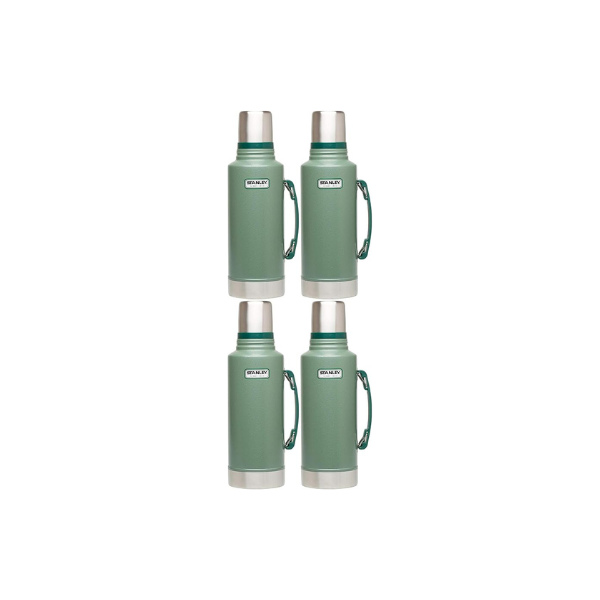 Stanley Heritage Classic Vacuum Bottle with Handle 2.0 qt | Wide Mouth with Leakproof Cup Lid | Keep Drinks Hot Cold for Travel-| Insulated Stainless Steel -| BPA-Free-| Hammertone Green,(Pack of 4)