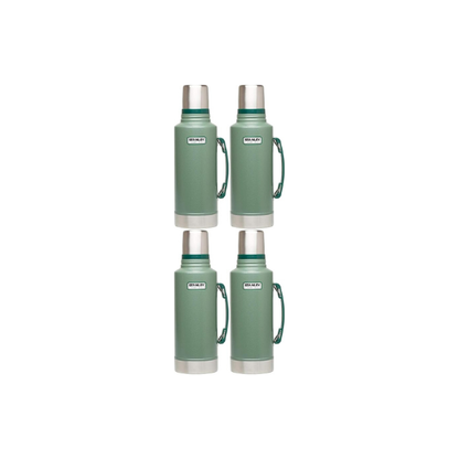 Stanley Heritage Classic Vacuum Bottle with Handle 2.0 qt | Wide Mouth with Leakproof Cup Lid | Keep Drinks Hot Cold for Travel-| Insulated Stainless Steel -| BPA-Free-| Hammertone Green,(Pack of 4)