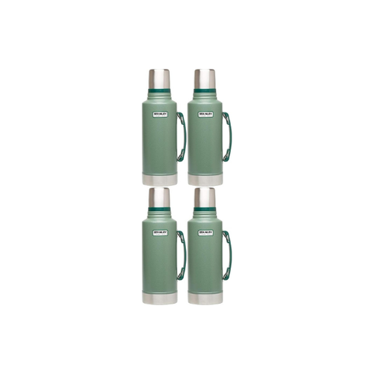 Stanley Heritage Classic Vacuum Bottle with Handle 2.0 qt | Wide Mouth with Leakproof Cup Lid | Keep Drinks Hot Cold for Travel-| Insulated Stainless Steel -| BPA-Free-| Hammertone Green,(Pack of 4)