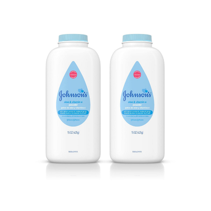 (2 pack) Johnson's Cornstarch Unisex Powder for Baby and Toddler with Aloe & Vitamin E, 15 oz