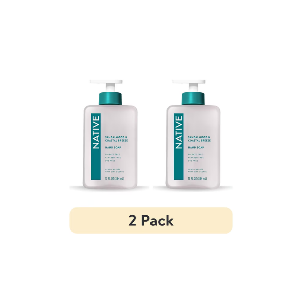 (2 pack) Native Liquid Hand Soap, Sandalwood & Coastal Breeze Scent, 13 fl oz
