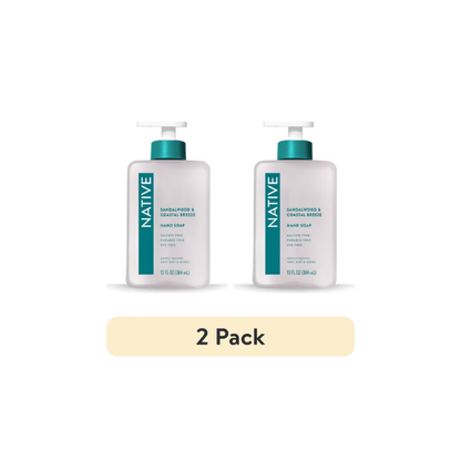 (2 pack) Native Liquid Hand Soap, Sandalwood & Coastal Breeze Scent, 13 fl oz