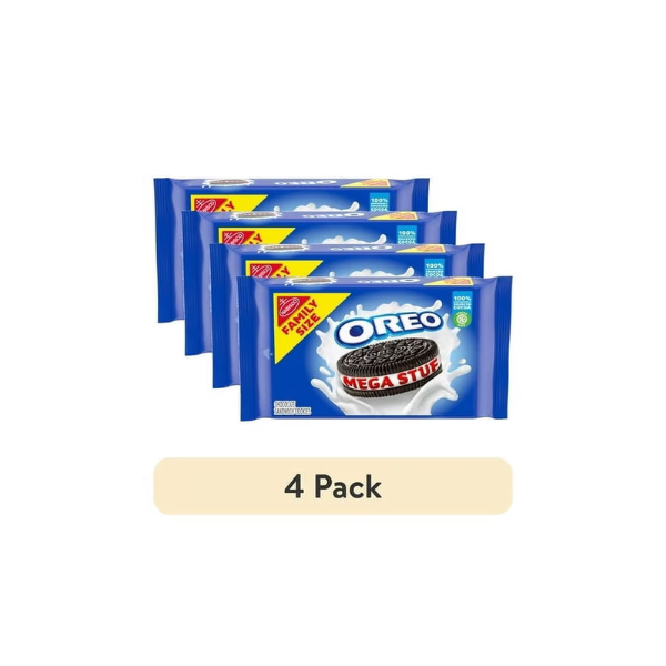 (4 pack) OREO Mega Stuf Chocolate Sandwich Cookies, Family Size, 17.6 oz