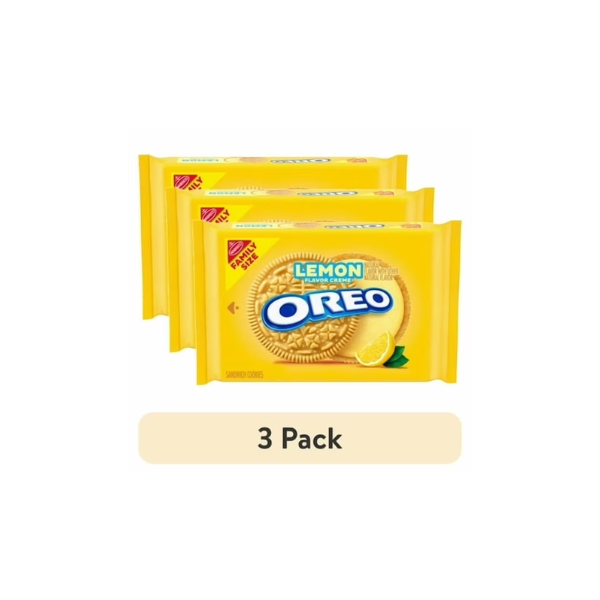 (3 pack) OREO Lemon Creme Sandwich Cookies, Family Size, 18.71 oz
