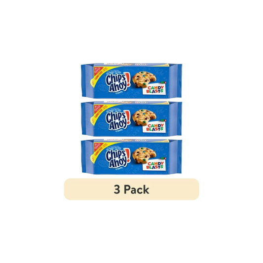 (3 pack) CHIPS AHOY! Crunchy Candy Blasts Fudgy Chocolate Chip Cookies, Family Size, 18.9 oz