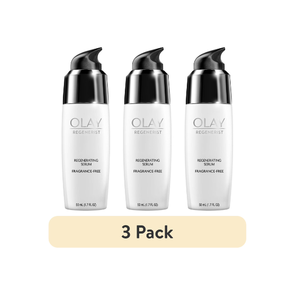 (3 pack) Olay Face Moisturizer, Regenerist Regenerating Serum, Fragrance-Free, Anti-Aging, 1.7fl oz