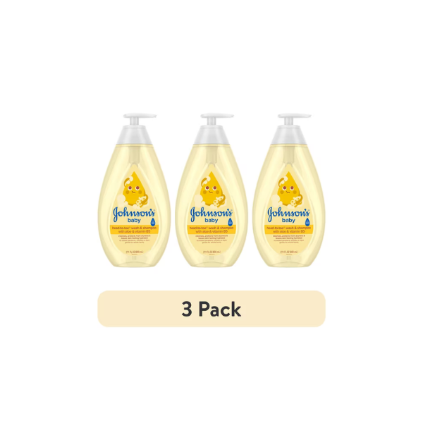 (3 pack) Johnson's Baby Head-To-Toe Wash & Shampoo, 27.1 Fl oz