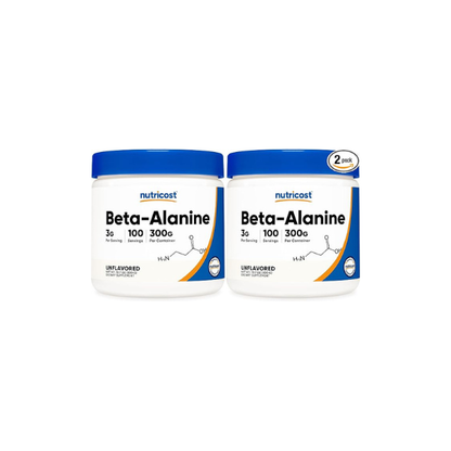 Nutricost Beta Alanine Powder 300 Grams (10.7oz) - 3 Grams Per Serving (Pack of 2)