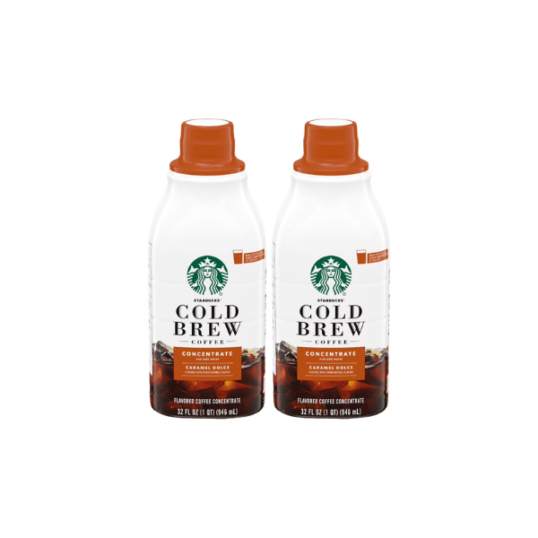 (2 pack) Starbucks Caramel Dolce Flavored, Cold Brew Coffee Concentrate, Iced Coffee, 32 fl oz