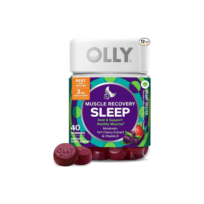 OLLY Muscle Recovery Sleep Gummy Supplement, Tart Cherry - 40 Count (Pack of 12)