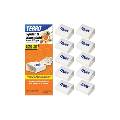 TERRO Spider & Insect Trap T3206 Sticky Glue Traps for Roaches, Spiders, Ants, Cockroaches, Crickets - Indoor Bug Catcher Pest Control Traps, 4.25 in in (Pack of 120)