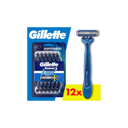 Gillette Sensor3 Comfort Men's Disposable Manual Razors, 12 Razors