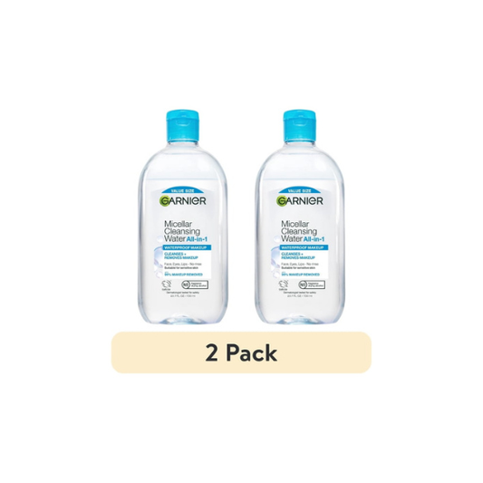 (2 pack) Garnier SkinActive Micellar Cleansing Water All in 1 Waterproof Makeup Remover, Face Cleanser, 23.7 fl oz