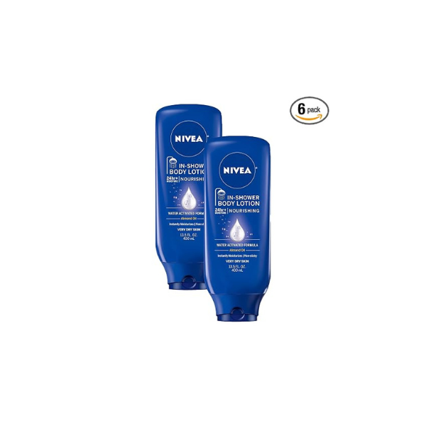NIVEA Nourishing In Shower Lotion, Water Activated In Shower Moisturizer for Dry to Very Dry Skin, 13.5 FL OZ (Pack of 6)